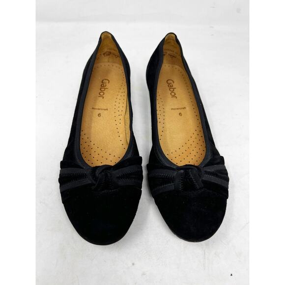 Gabor Loafer Hovercraft Laura Look Lovely‎ Suede Leather Ballet Women Black 6 - Picture 2 of 9